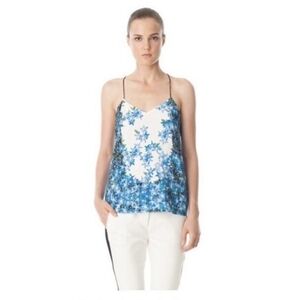 Tibi Sidewalk Floral Cami in Sapphire Multi Spaghetti Strap Racerback